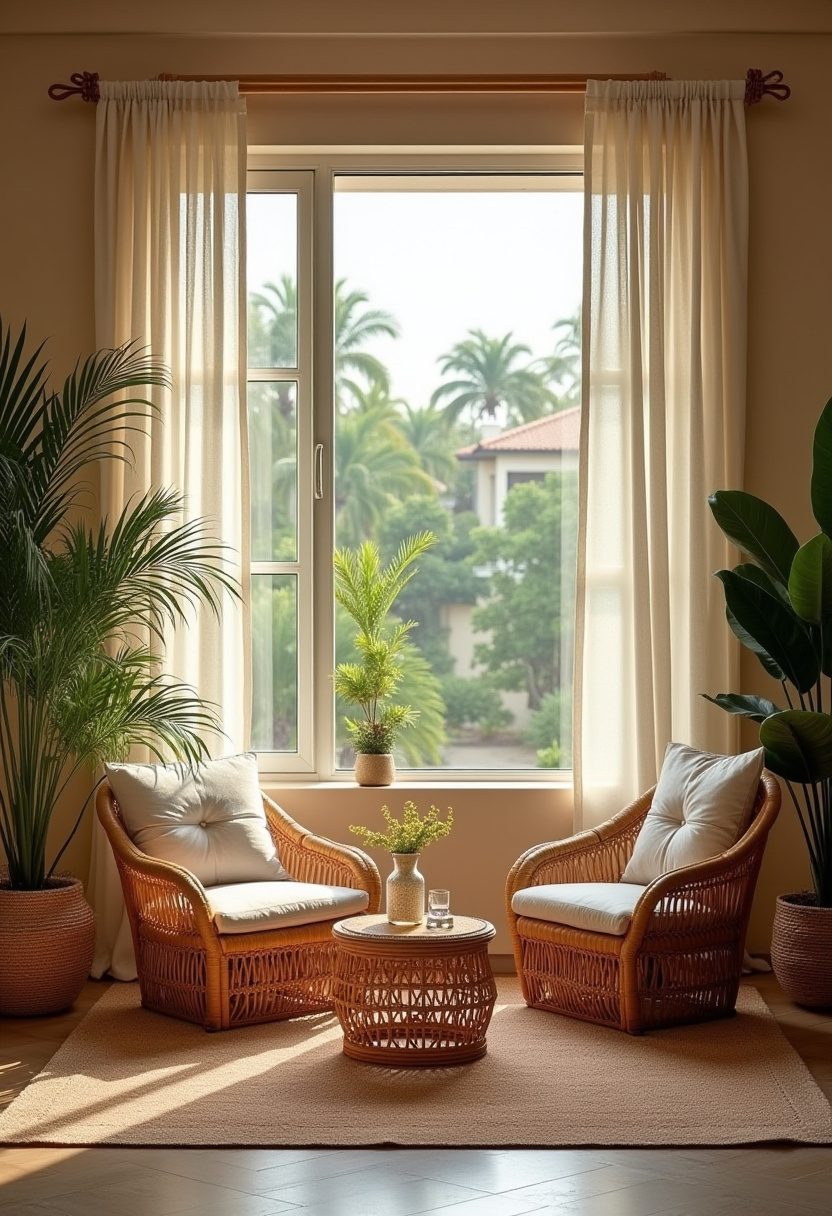 Cozy reading nook in a chill room with a window seat.