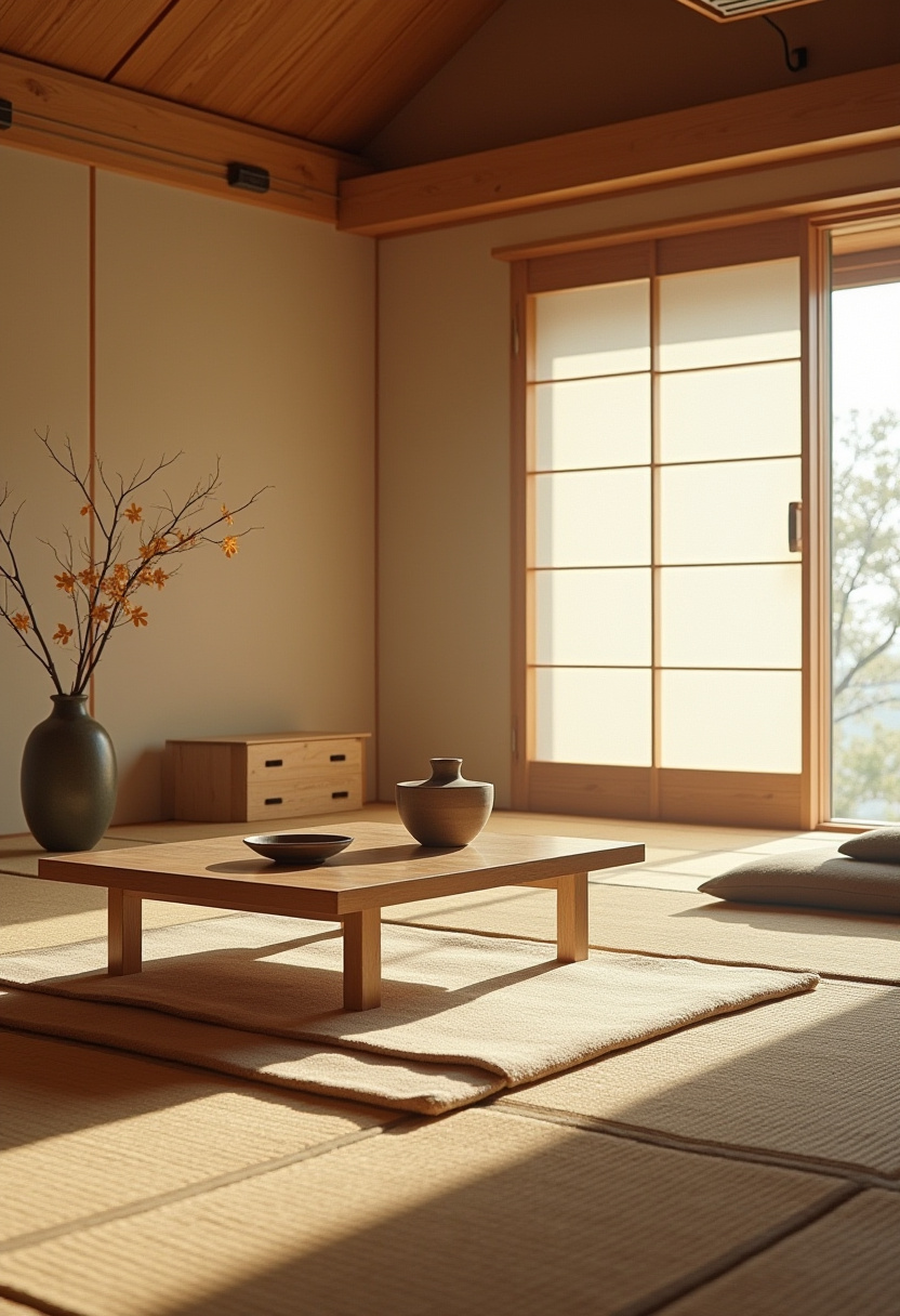 Minimalist cozy corner with a bean bag and a small bookshelf.