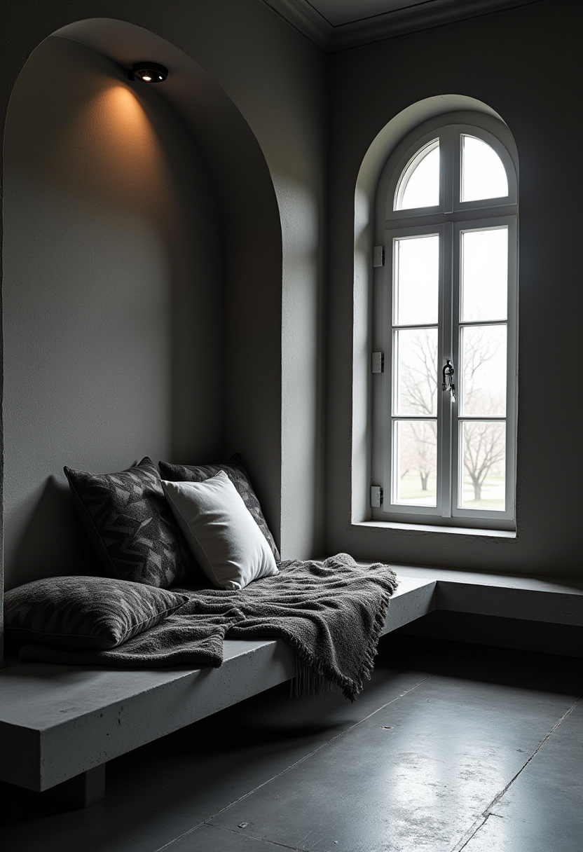 Modern chill room with a low-profile sofa and ambient LED lighting.