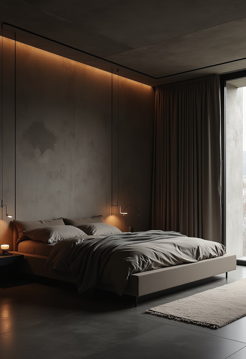 Earthy moody bedroom 11