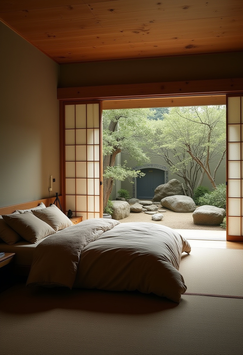 Earthy moody bedroom 12