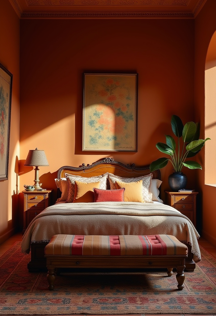 Earthy moody bedroom 14