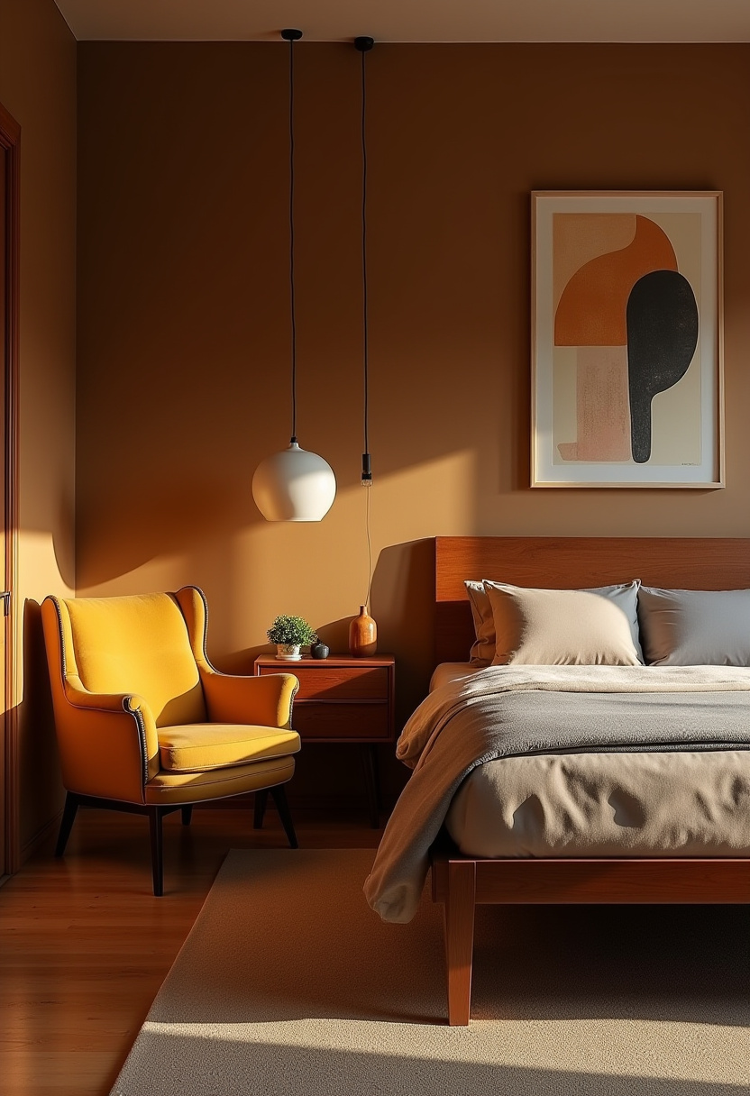 Earthy moody bedroom 16