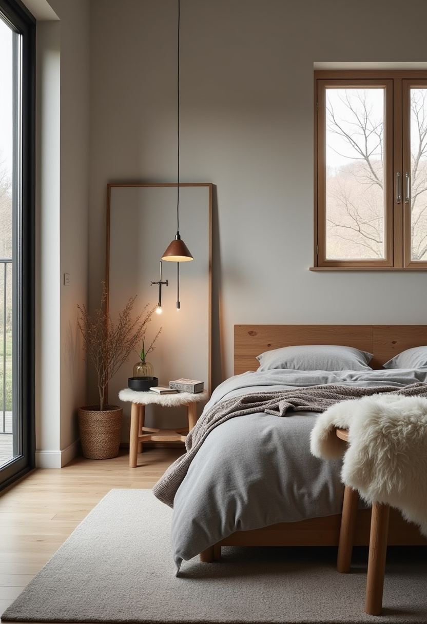 Earthy moody bedroom 17