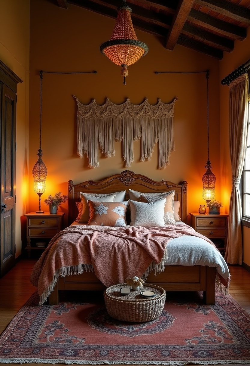 Earthy moody bedroom 18