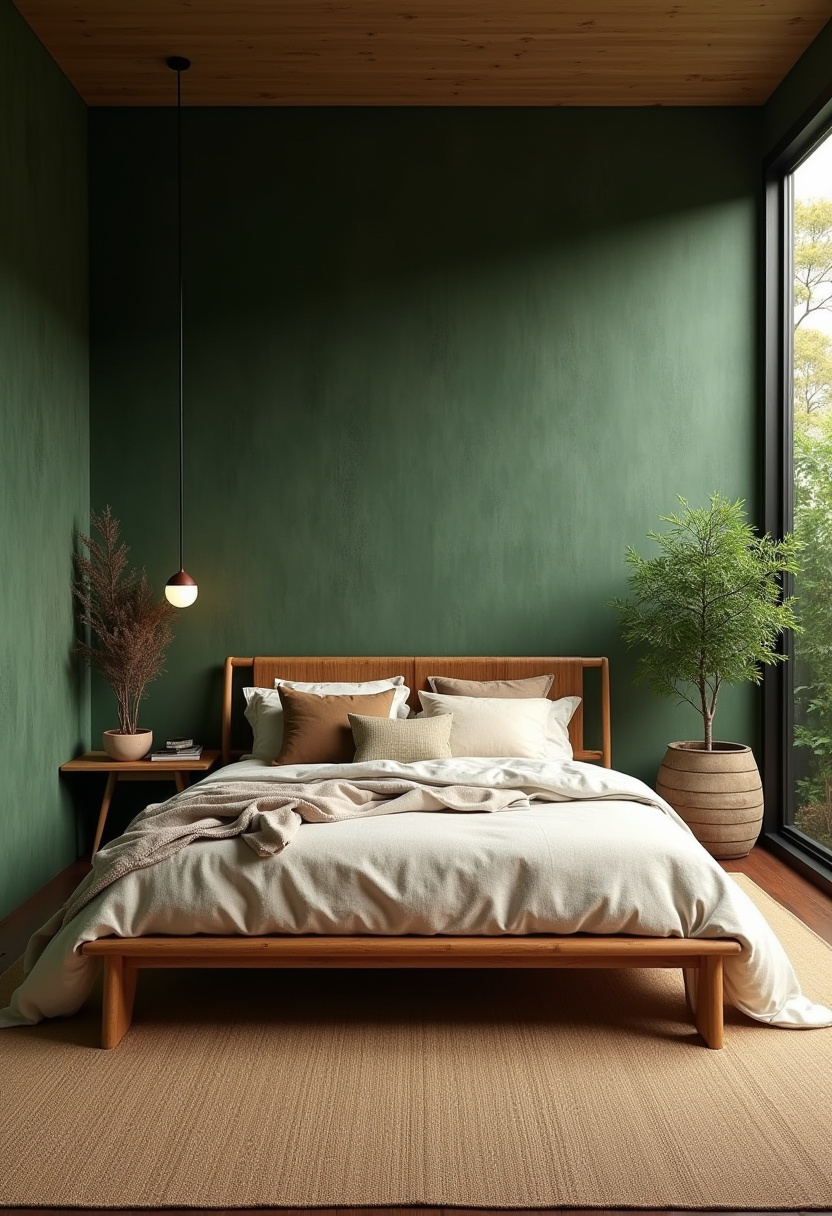 Earthy moody bedroom 21