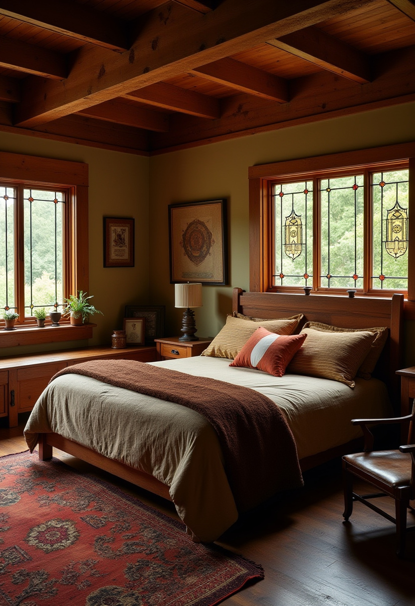 Earthy moody bedroom 24