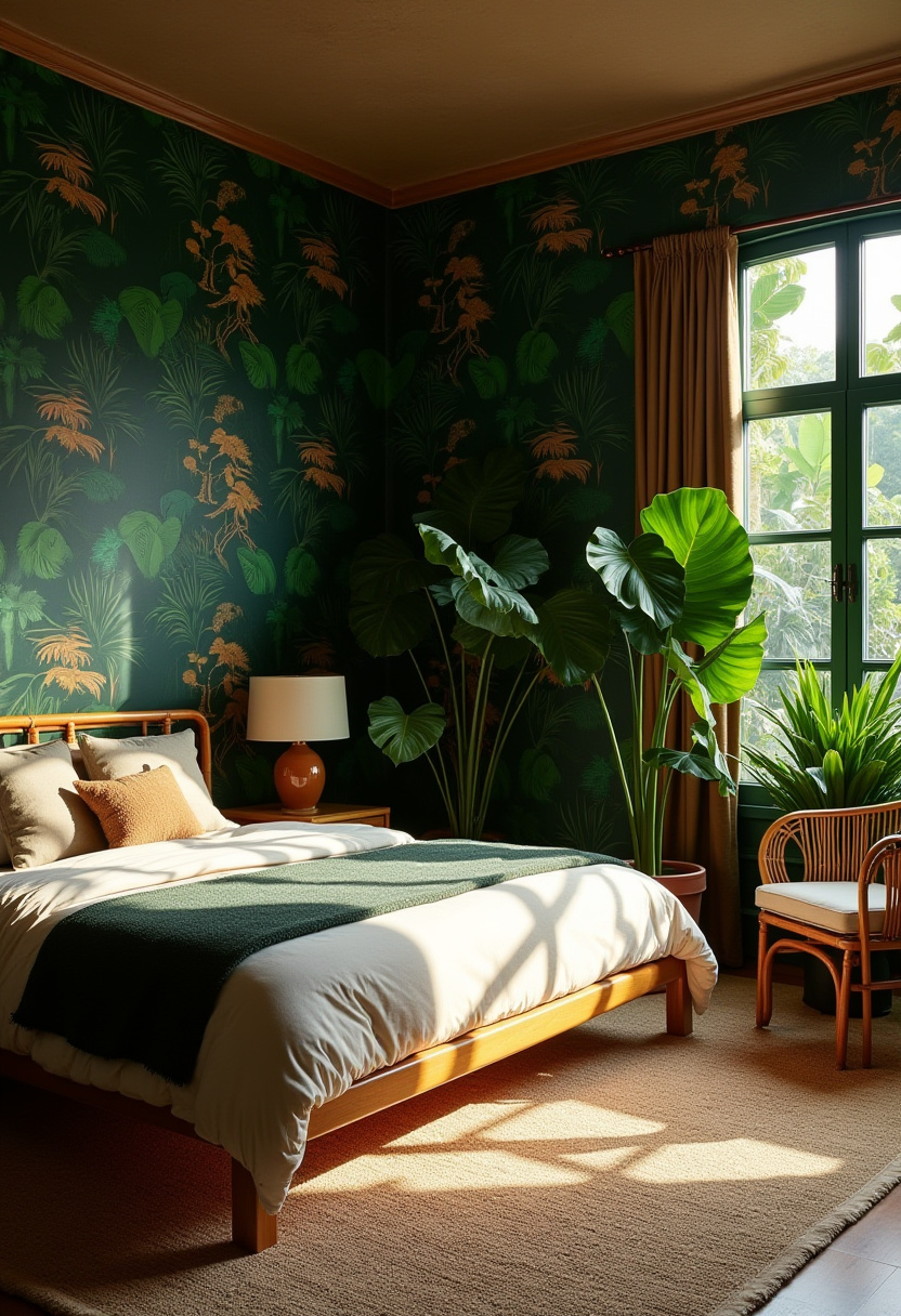 Earthy moody bedroom 9