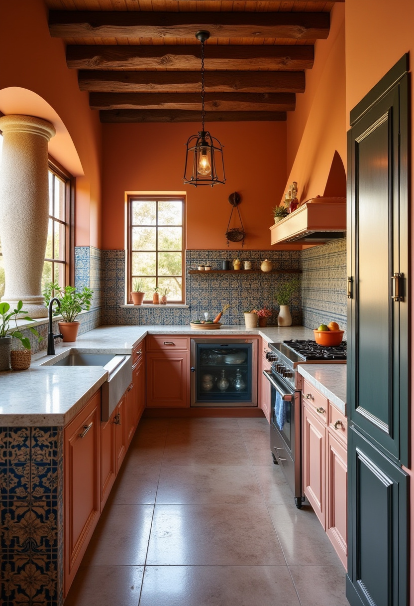 Hidden utility room with floor-to-ceiling storage behind kitchen panels.