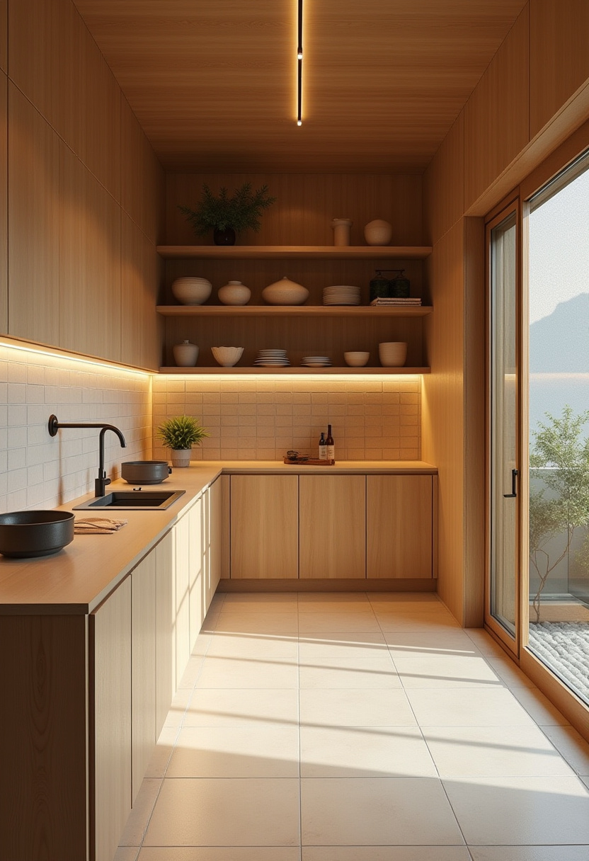 Hidden utility room with a secret door disguised as a tall kitchen cabinet