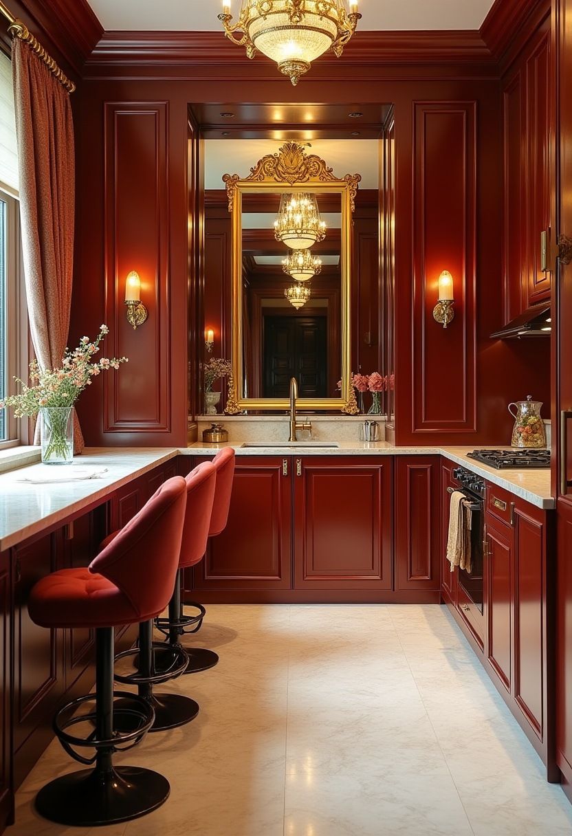 Kitchen with a hidden utility room under the stairs or in a corner.