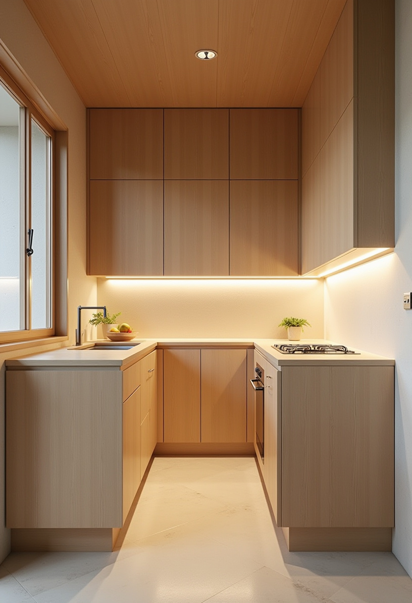 Hidden appliance garage and utility zone in a modern kitchen.