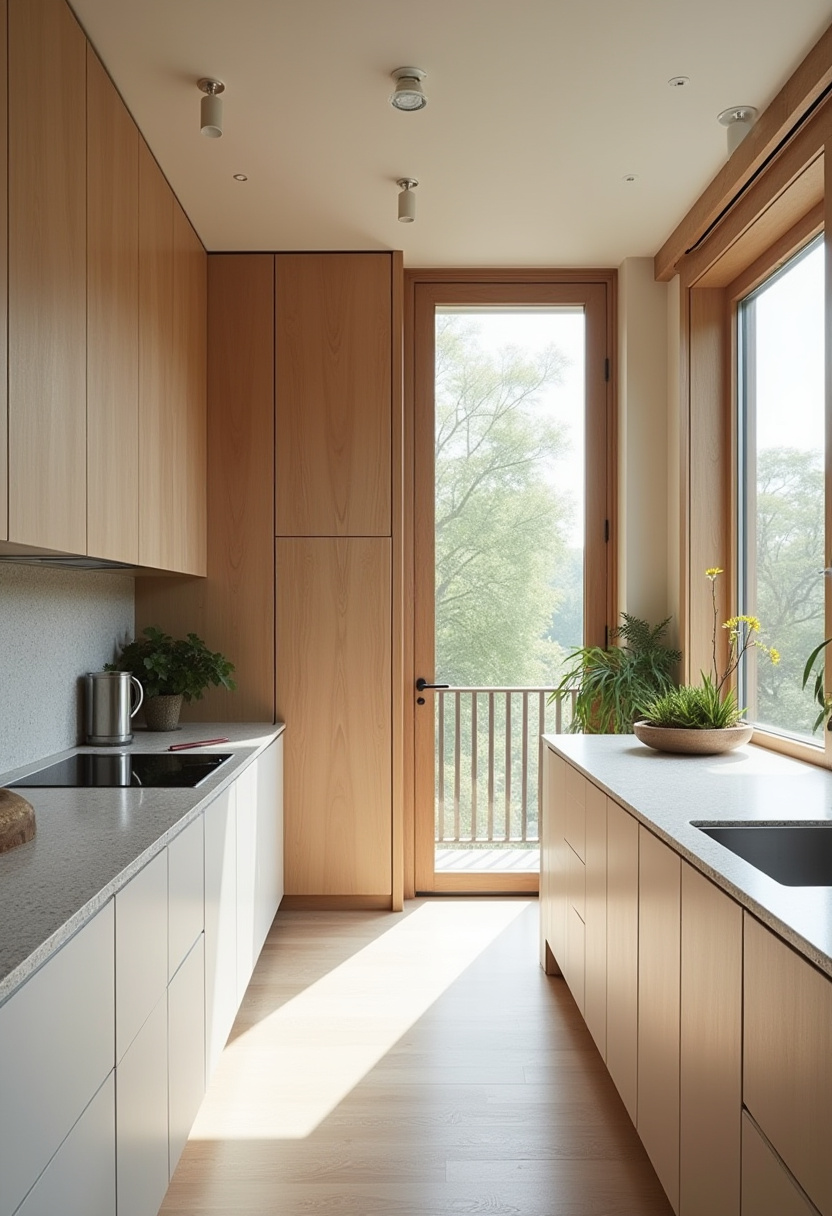 Innovative kitchen design with a secret entrance to the utility closet.