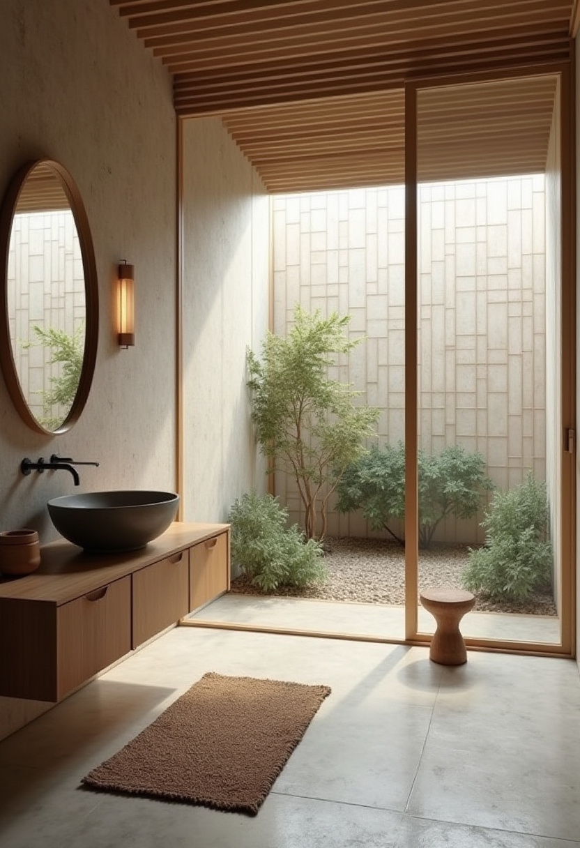 Elegant Italian bathroom with floor-to-ceiling porcelain tiles.