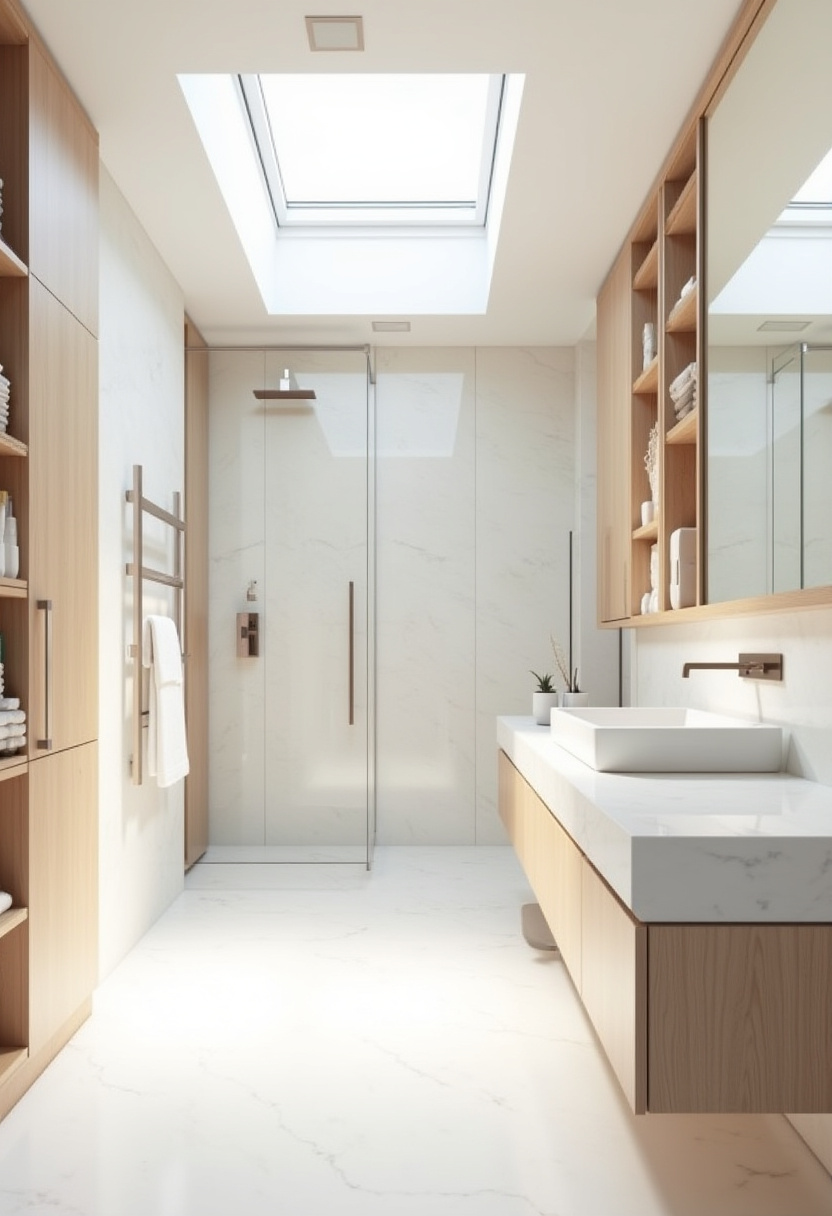 Sophisticated Italian bathroom featuring custom cabinetry and marble countertops.