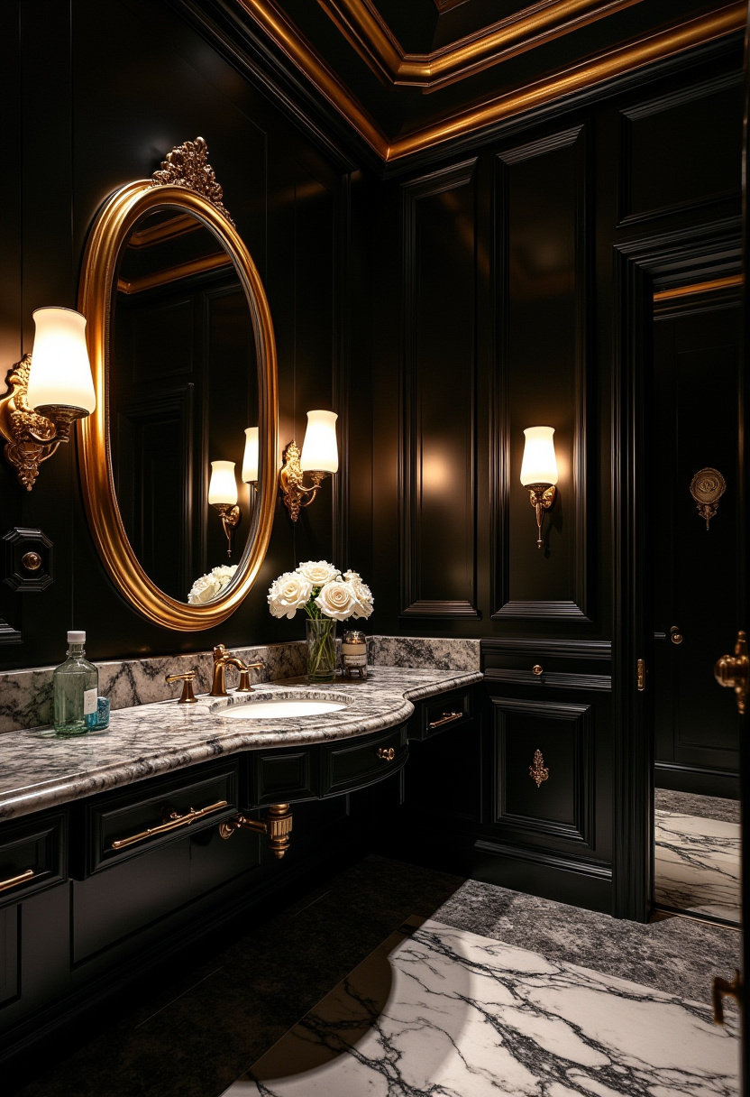 Industrial Italian bathroom design with concrete walls and copper accents.