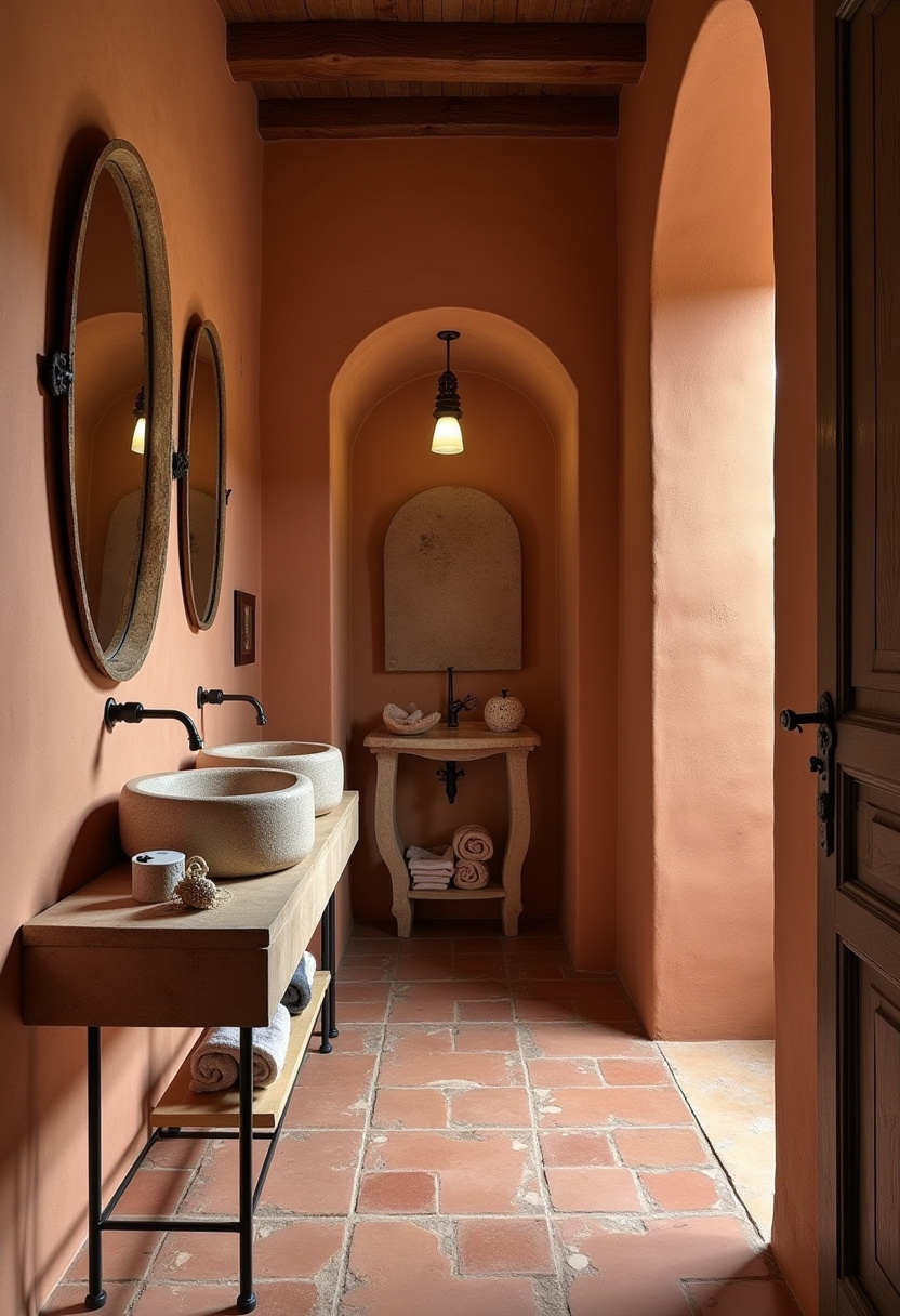 Luxury Italian wet room with seamless drainage and stone finish.