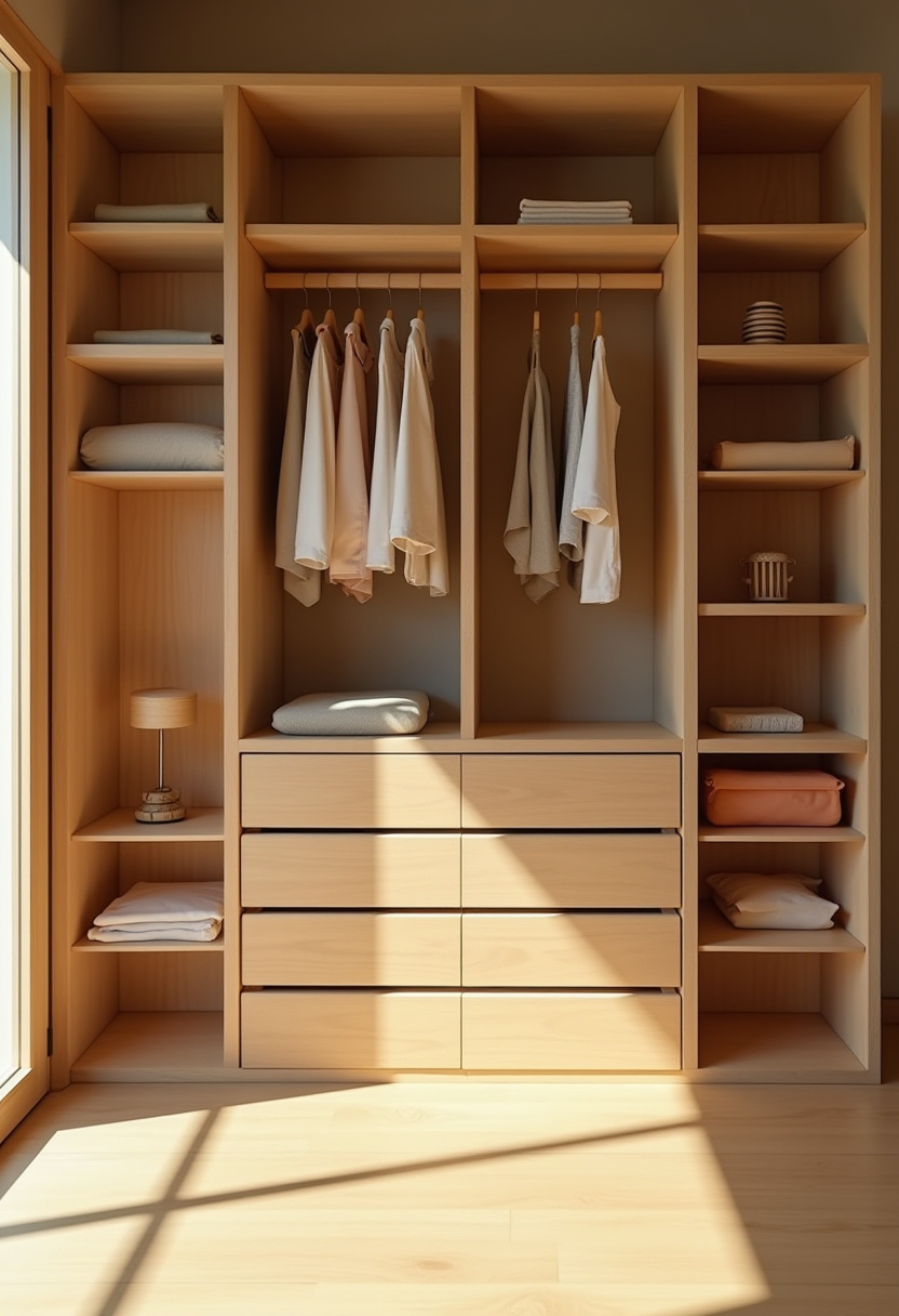 Closet storage solution for kids featuring a built-in shoe rack.