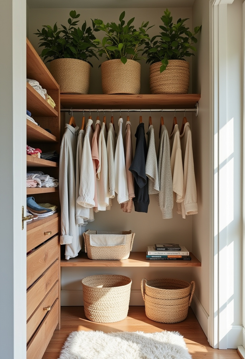 Nursery closet setup with adjustable shelves for baby essentials.