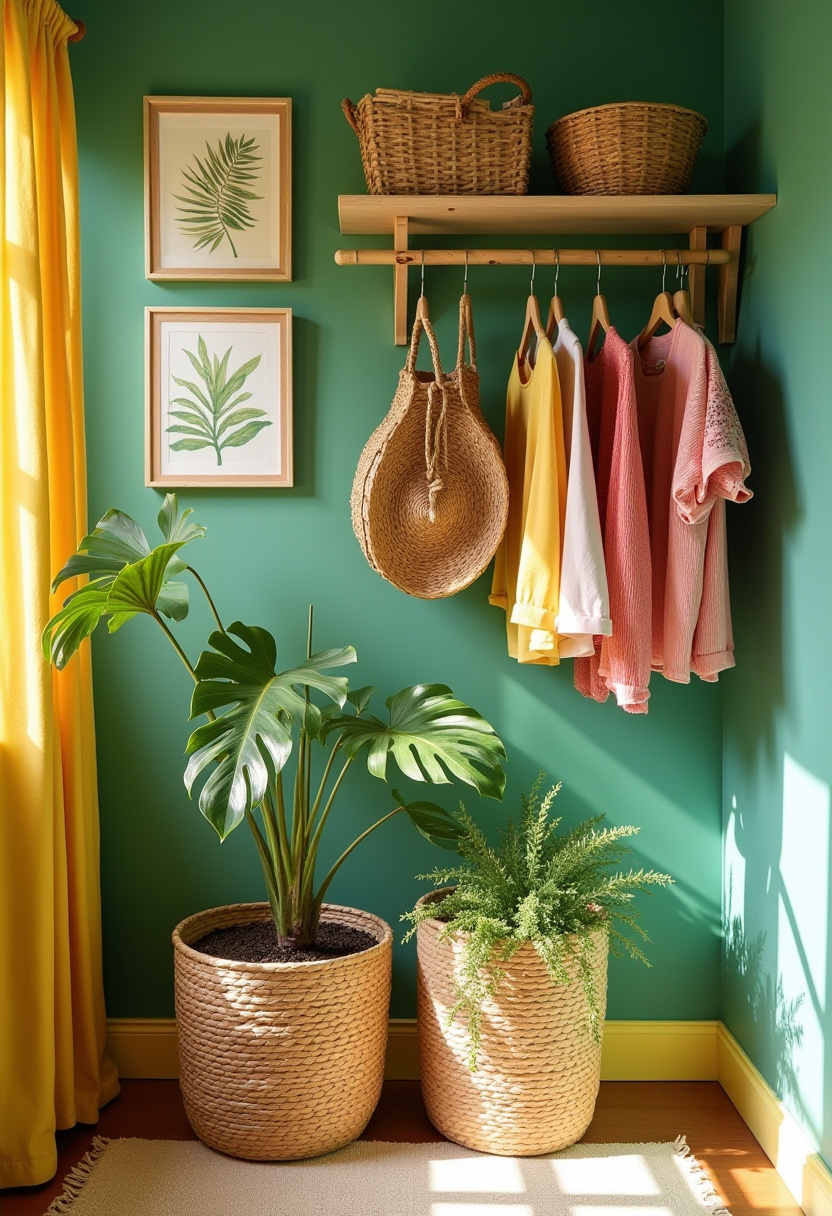 Efficient mini walk-in closet with double hanging rods to save space.