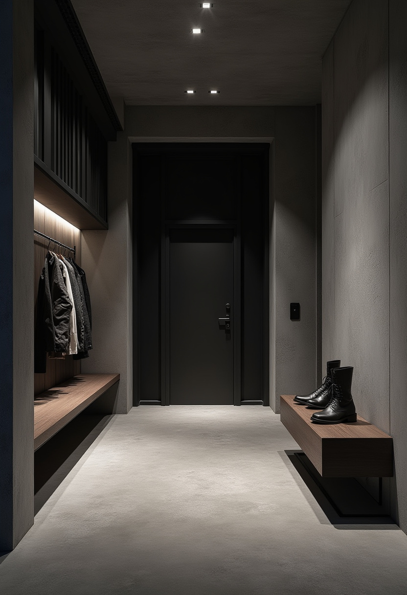 Minimalist shoe organizer cubbies in a monochrome gray finish.
