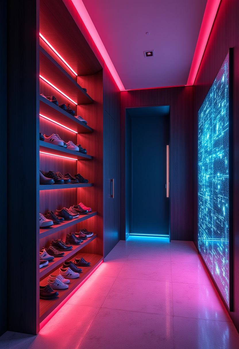 Minimalist geometric shoe rack for a modern artistic touch.