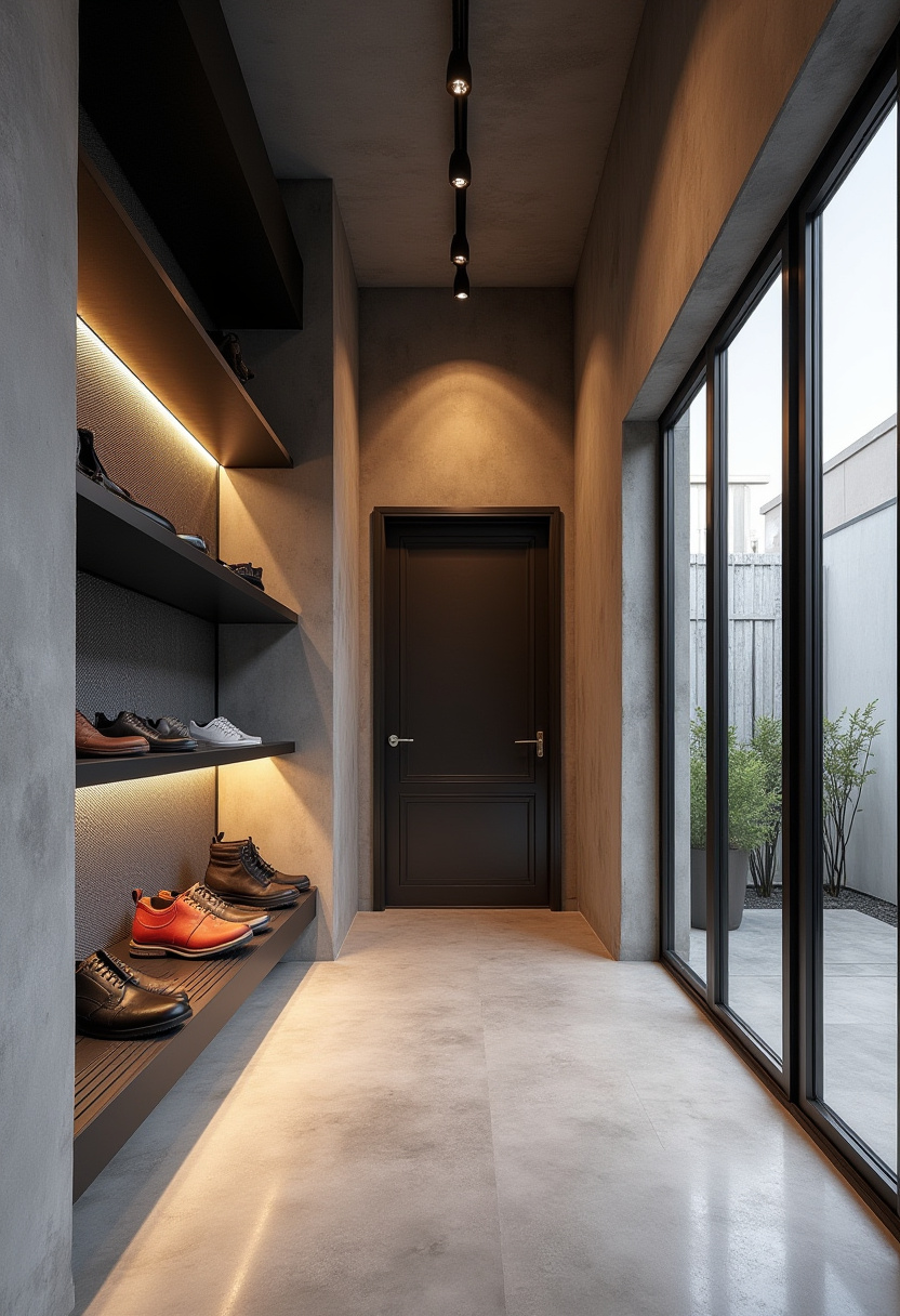 Sleek vertical shoe rack for small minimalist entryways.