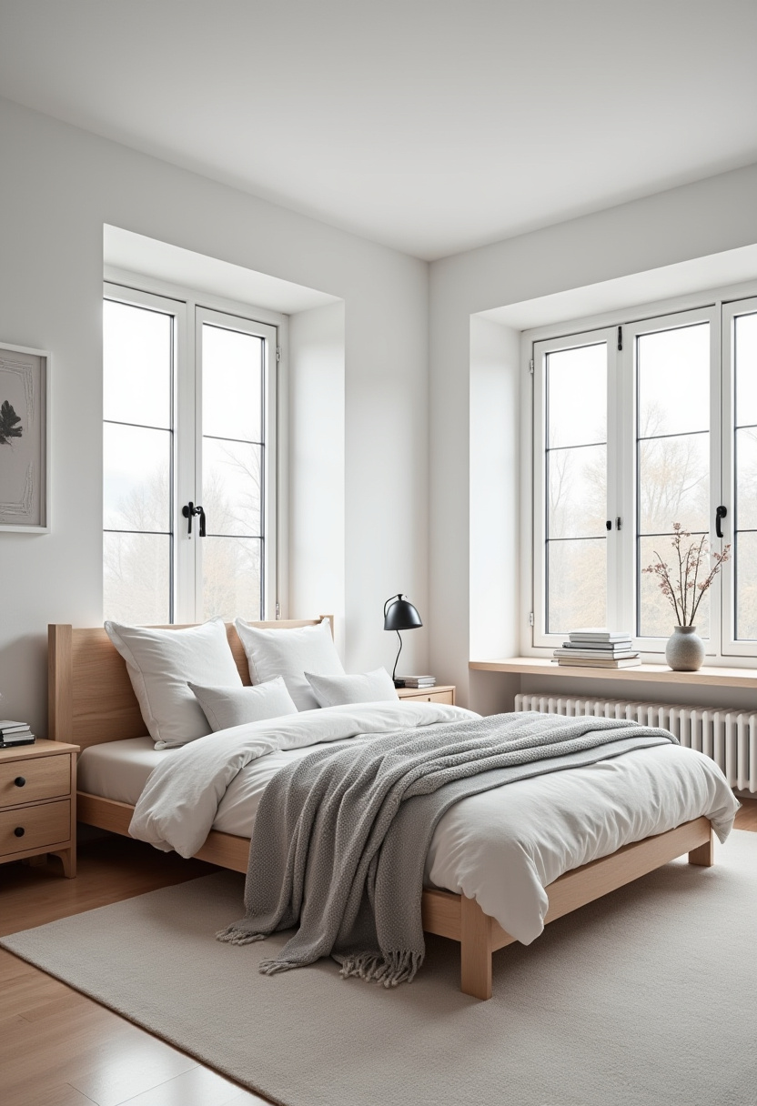 Modern masculine bedroom with charcoal gray walls and a sleek platform bed.