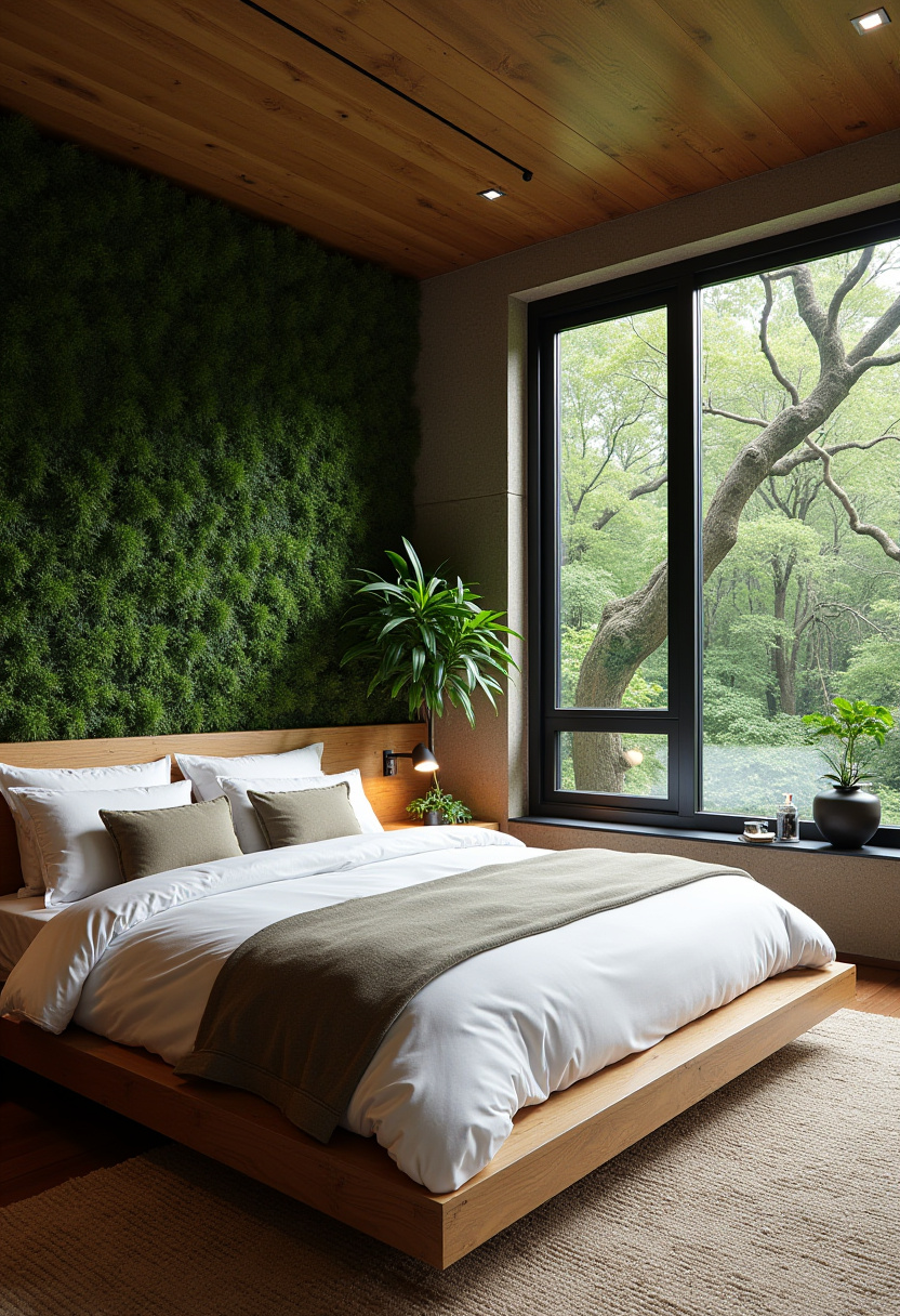 Industrial style masculine bedroom featuring exposed brick and metal accents.