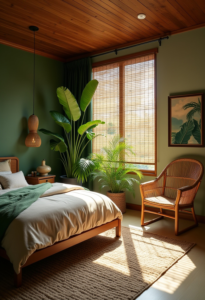 Sophisticated master bedroom for men with navy blue accents and leather headboard.