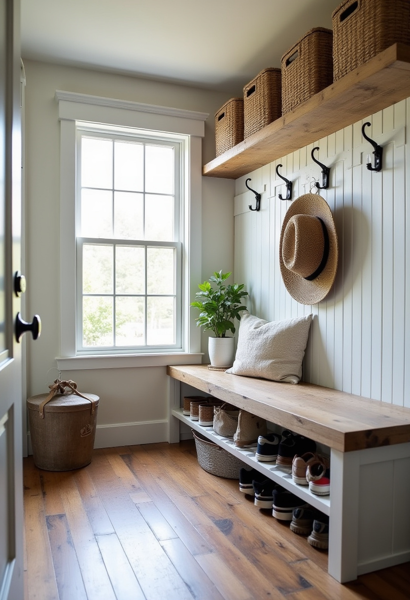 Shoe Rack with Seating Modern