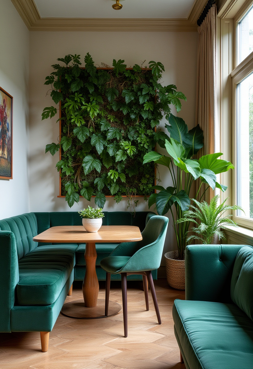 small living room with dining area designed with a round table beside a gray sof