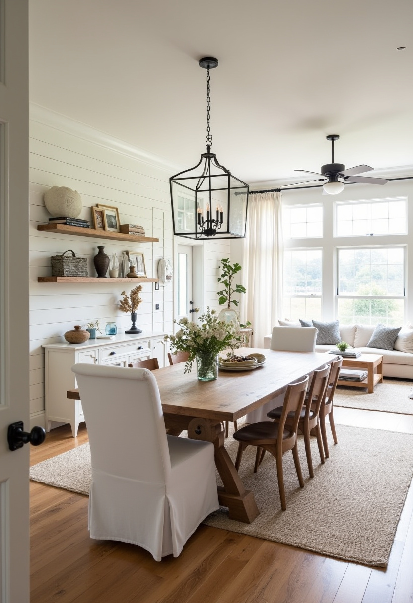 small living room with dining area next to a bright window for natural light