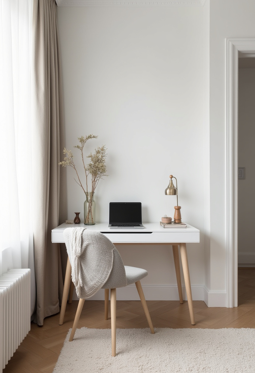ozy living room workspace corner with a comfortable armchair.