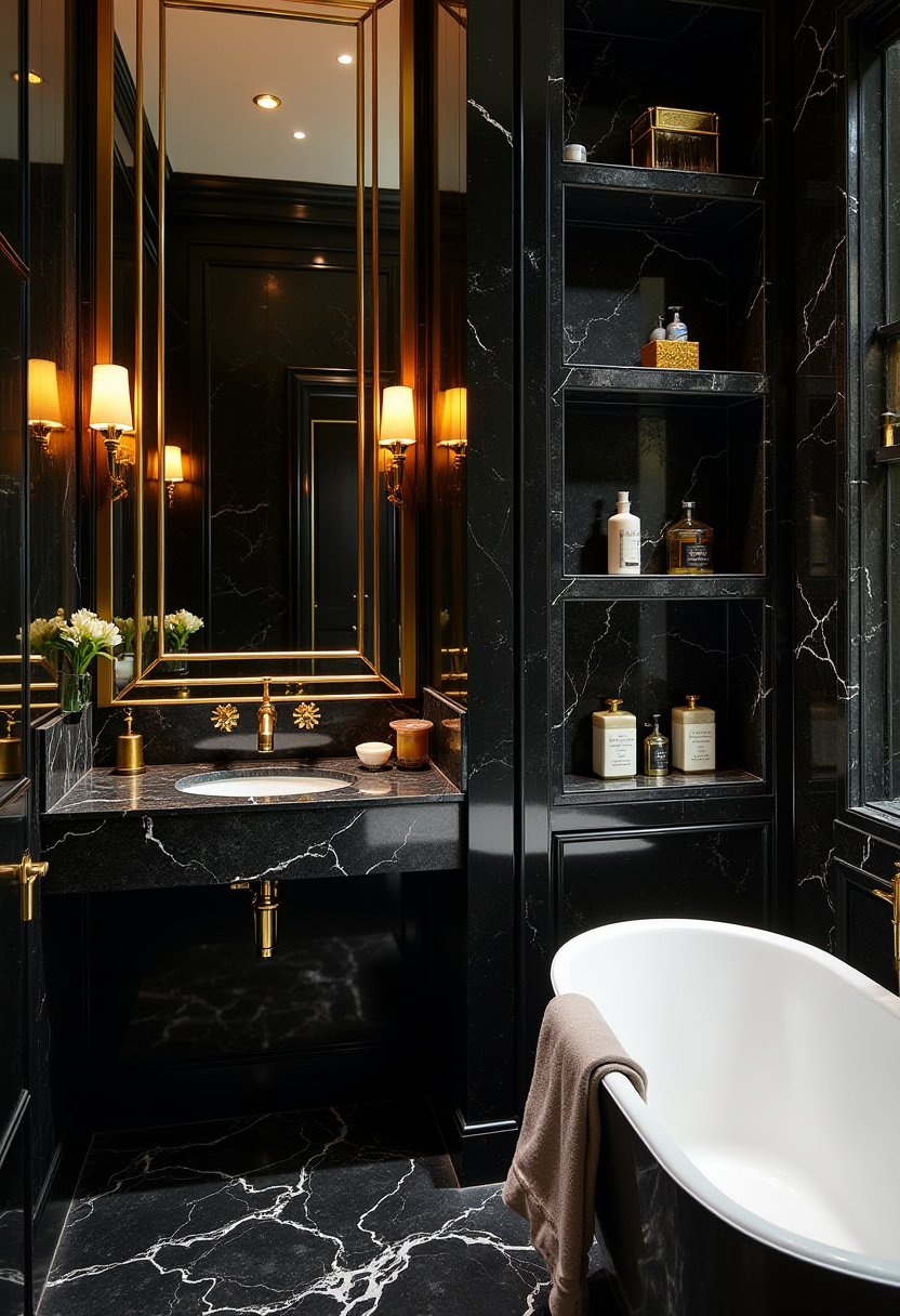Vibey Apartment Dark Bathroom 