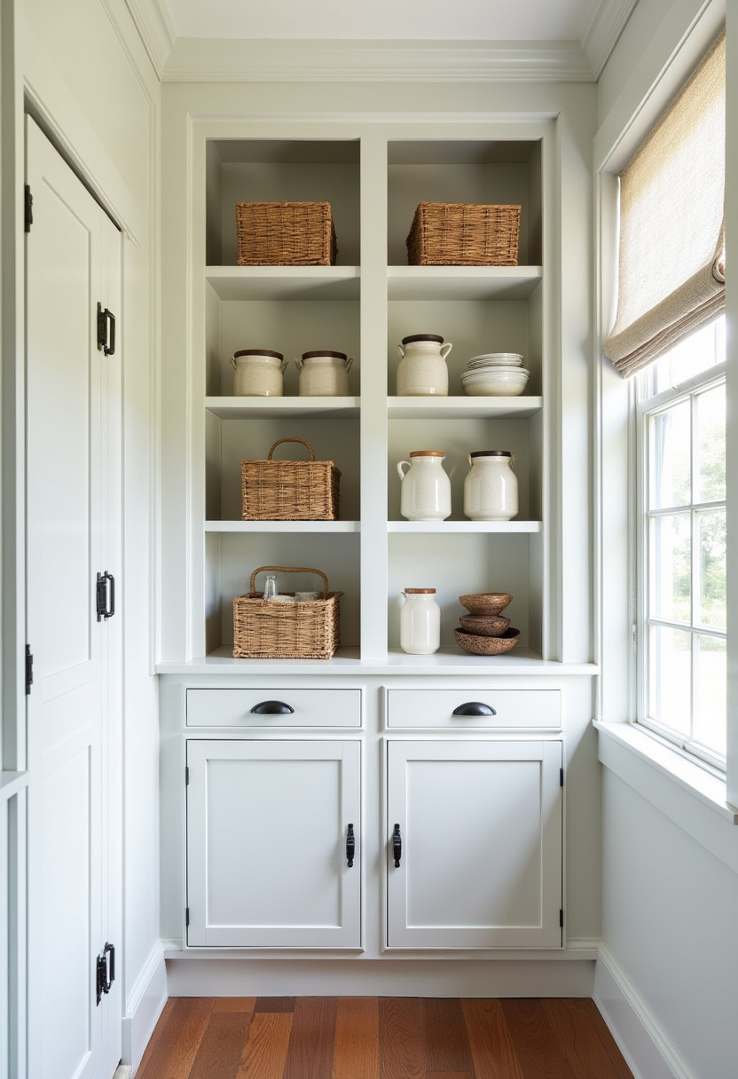 Scandi-style light oak wall of closets for a warm interior feel.