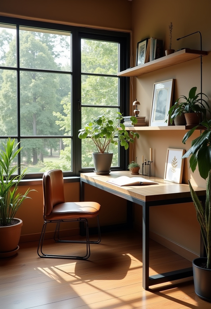 Simple DIY window desk made from a solid wood slab.