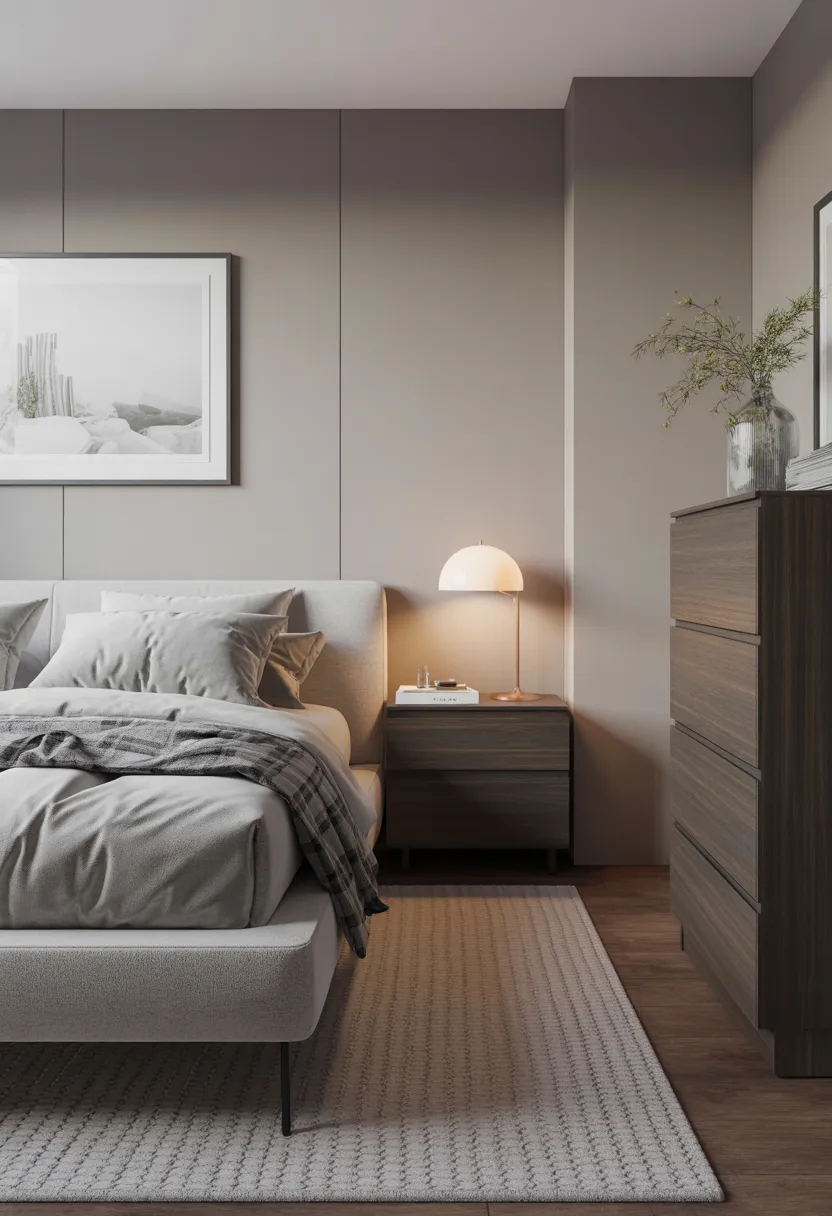 small bedroom with slim furniture